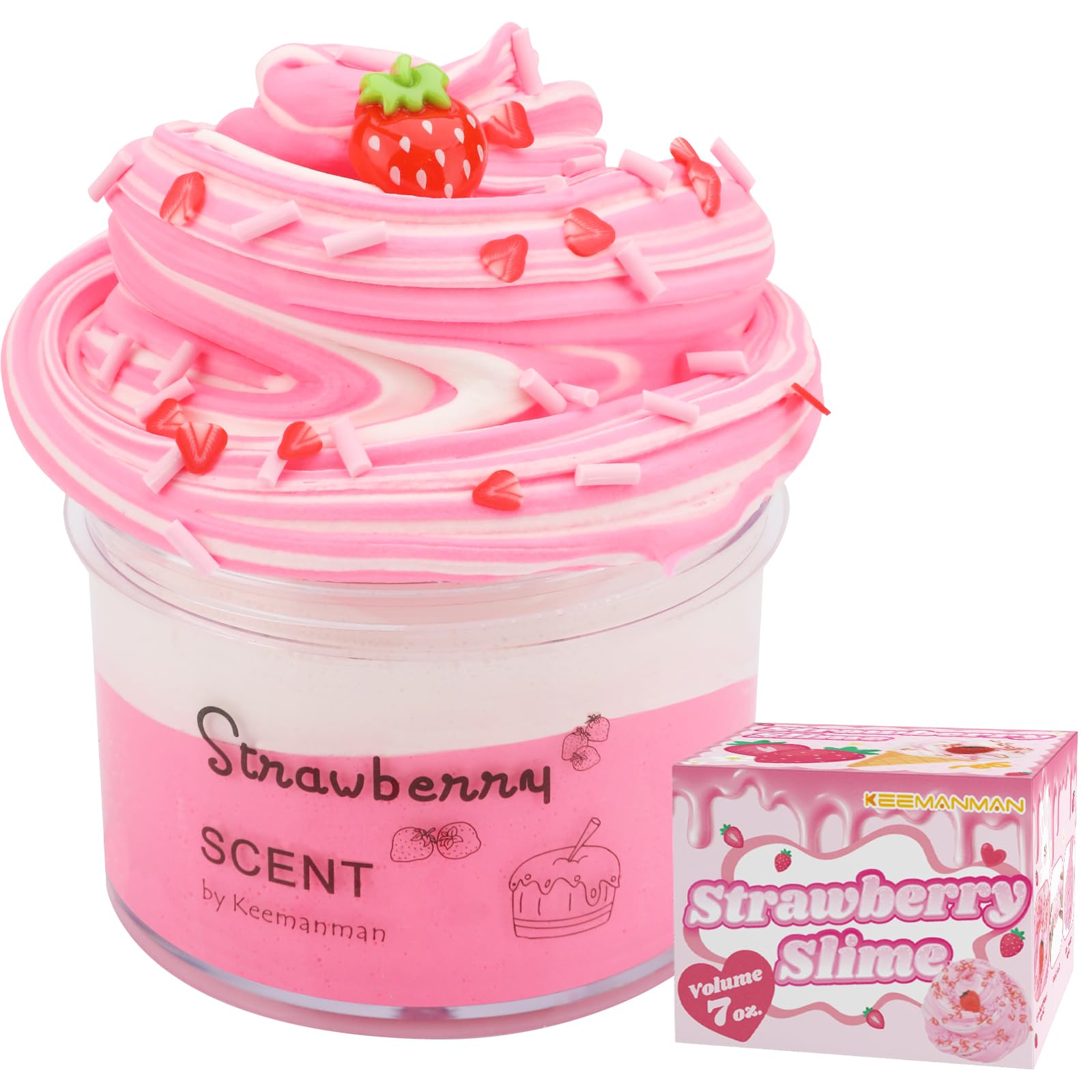 Strawberry Butter Slime 7 oz. Cute Preppy Scented Slime Kit for Kids and Teen Girls Birthday Gifts