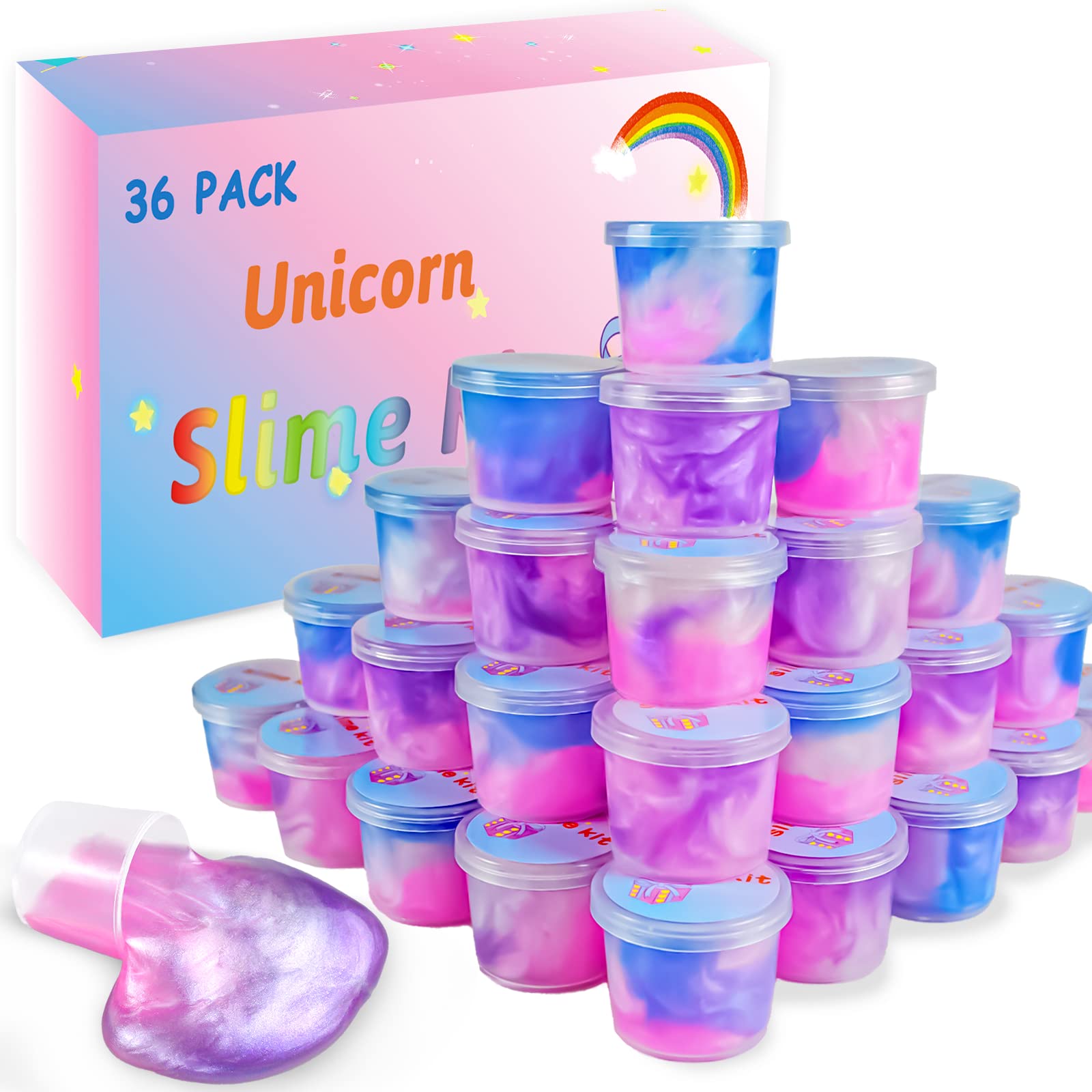 Unicorn Slime Kit for Kids, Pretty Stretchy & Non-Sticky Galaxy Slime, Slime Party Favors for Girls & Boys