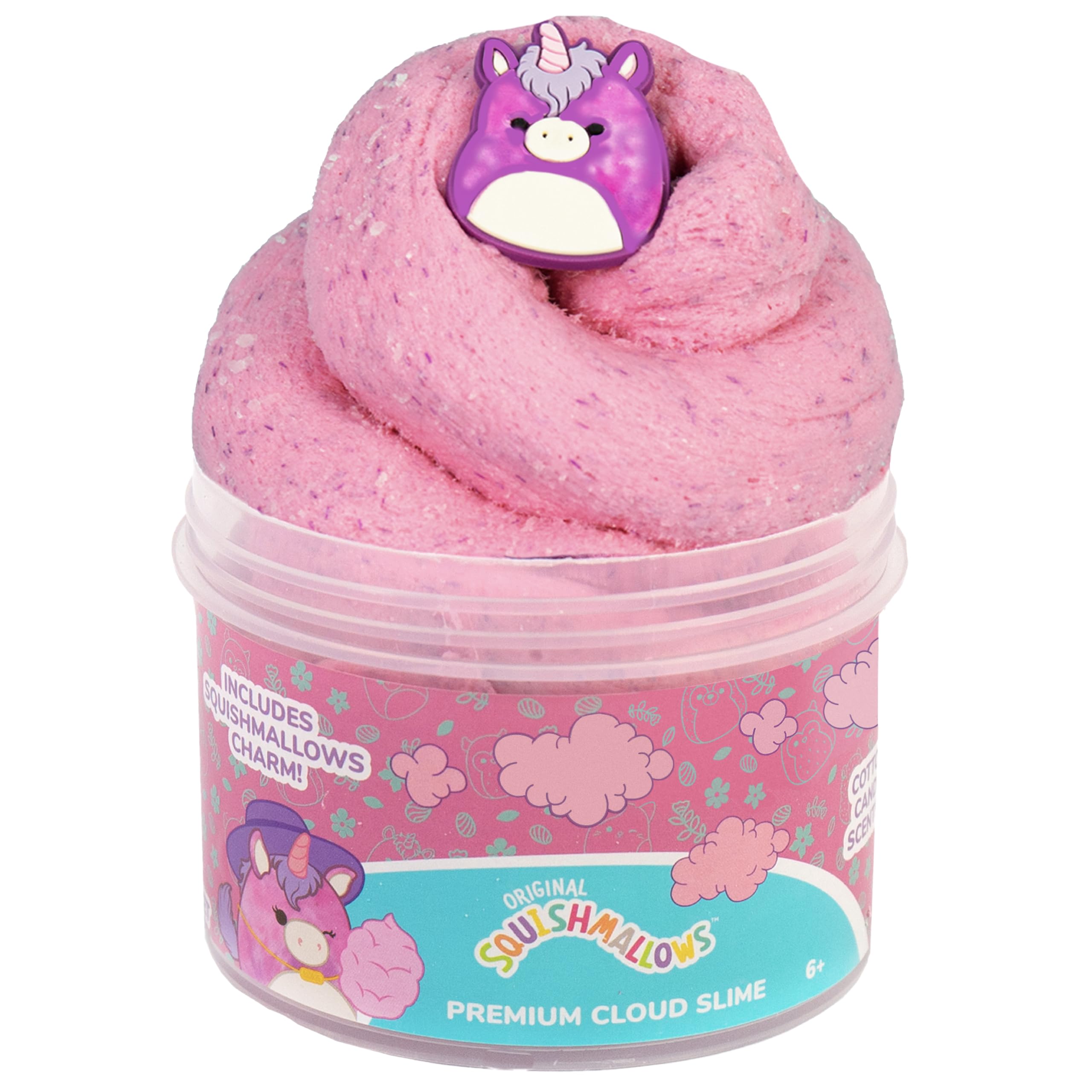 Original Squishmallows Lola The Unicorn Premium Scented Slime - Cotton Candy Scent, 8 oz. Fluffy Toy for Kids, Pre-Made